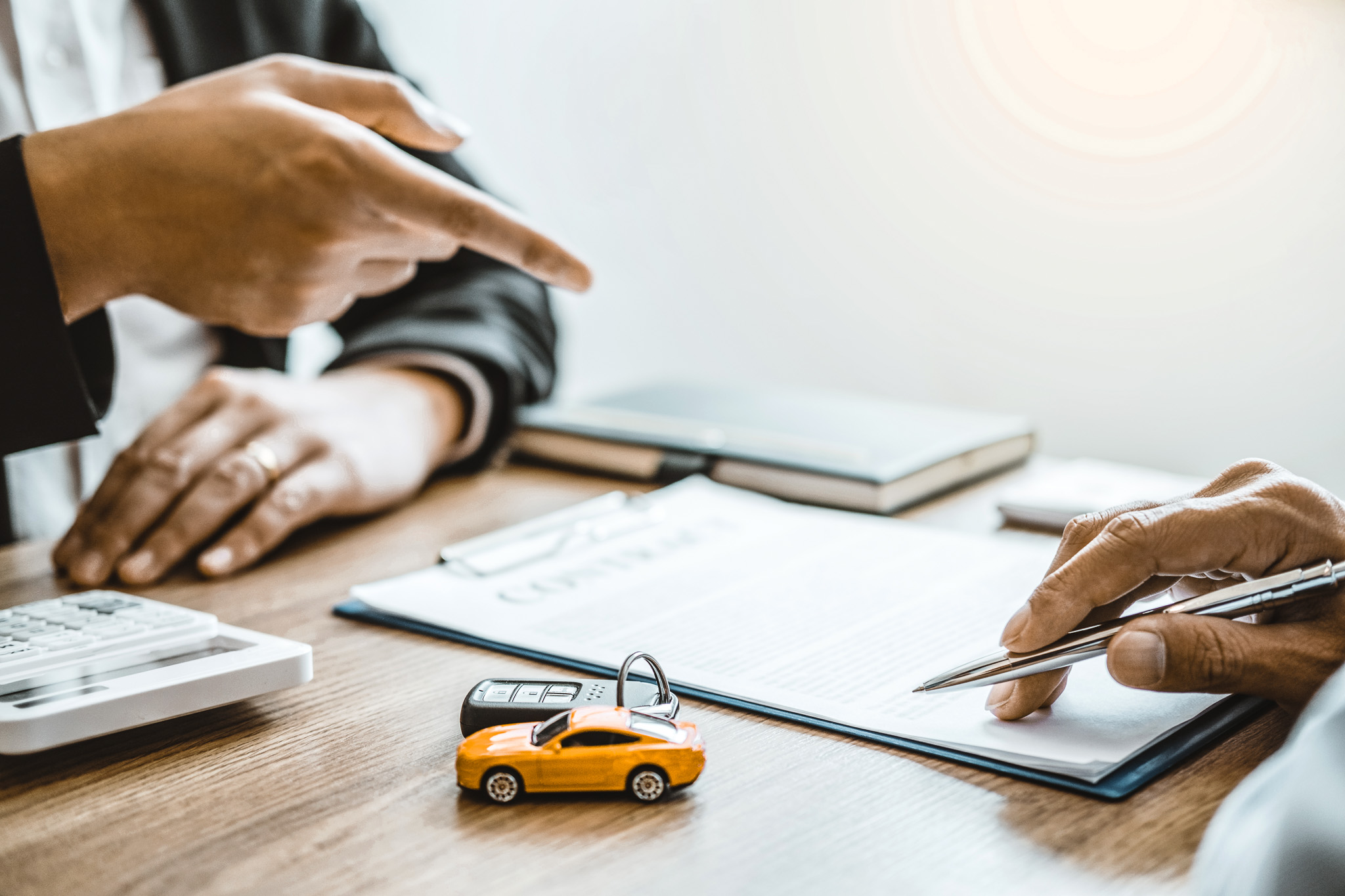 Sale agent deal to agreement successful car loan contract with